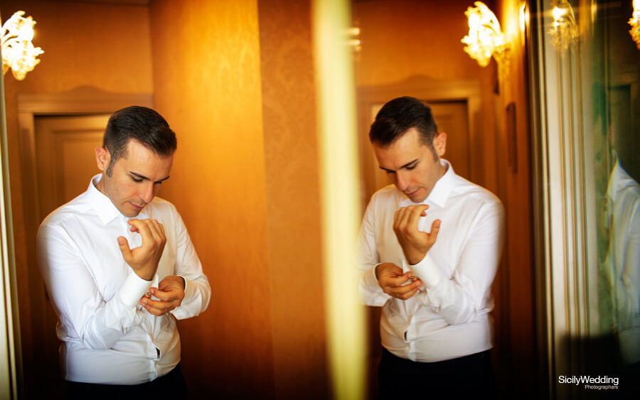 Groom getting ready, by Sicily Wedding Photographers